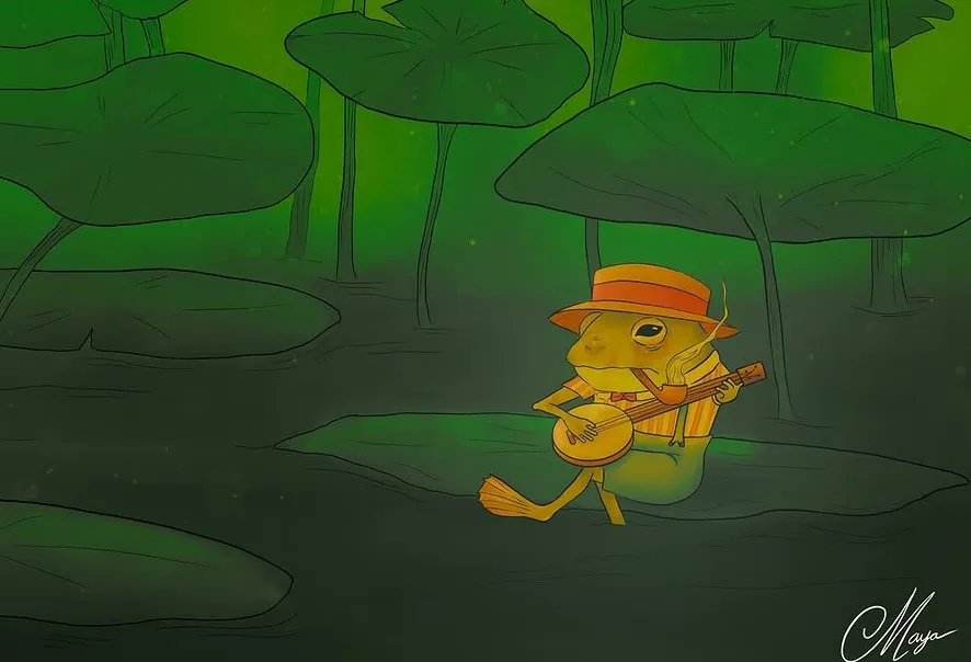 Maya - "Frog playing bango"